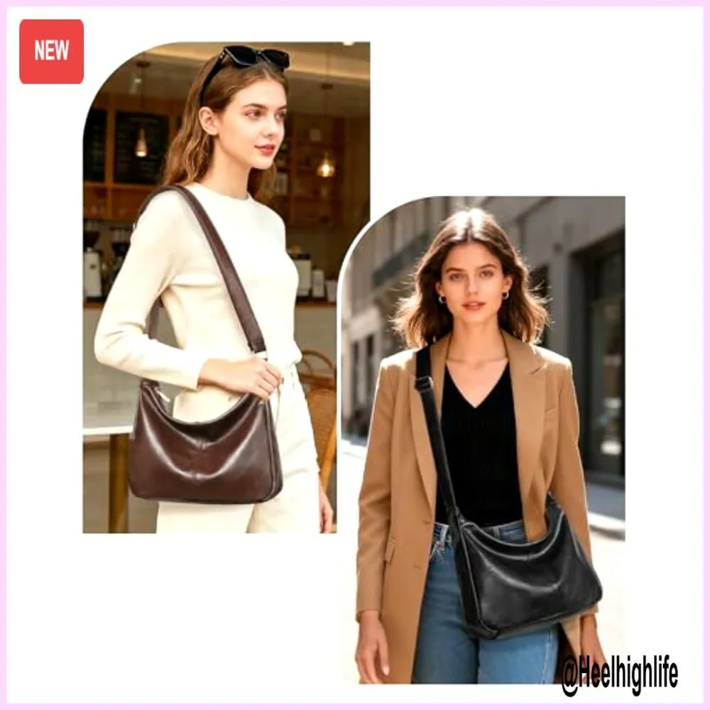 Slouchy Vegan Leather Hobo Bag with Mini Purse Adjustable Crossbody Shoulder